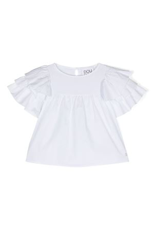 Blusa in misto cotone bianco DOUUOD KIDS | DU5A31Z1219100